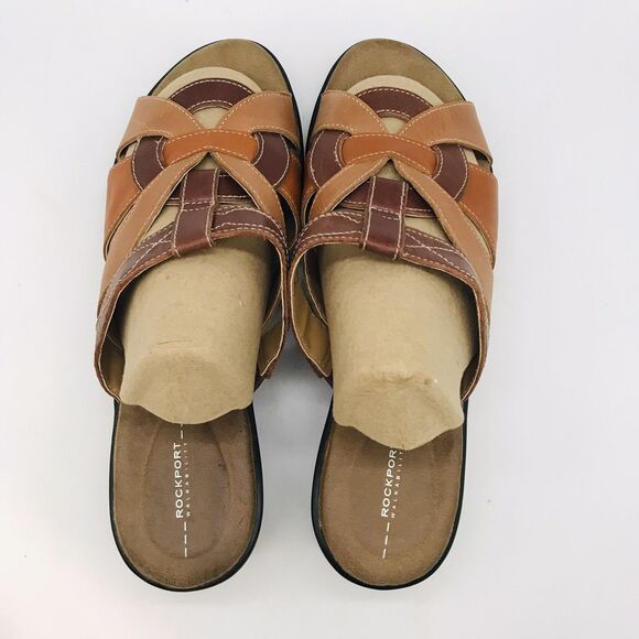 Rockport Adiprene by adidas Sandals Women's 8M Brown Leather Strappy Slide Shoes - Picture 5 of 11